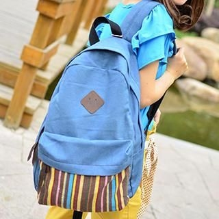 Canvas Love Bottom-Striped Canvas Backpack