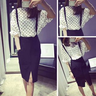 Fashion Street Set: Dotted Top + Suspender Skirt