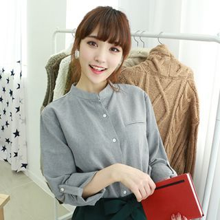 Dodostyle Mandarin-Collar Tab-Sleeve Shirt