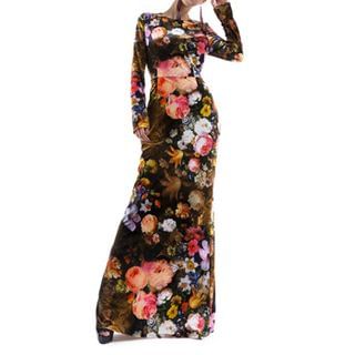 Lovi Flower Print Long-Sleeve Maxi Dress