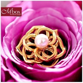 Mbox Jewelry Sterling Silver Pearl Flower Ring