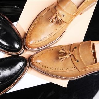 Kimko Genuine Leather Tasseled Loafers