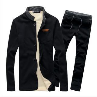 Danjieshi Set: Mandarin Collar Button Jacket + Sweatpants