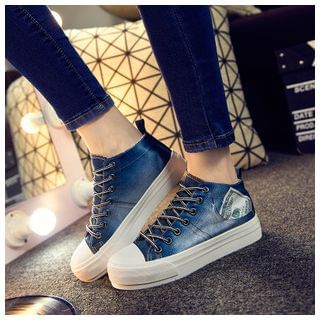 EUNICE High-Top Platform Canvas Sneakers