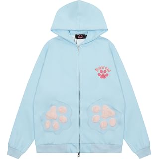 Cat Paw Oversized Zip Up Hoodie