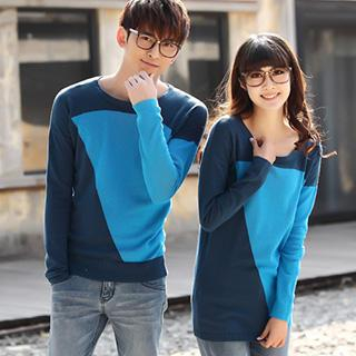 Igsoo Couple Contrast Color Knit Top