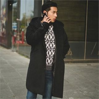 STYLEMAN Pocket-Front Hooded Long Coat