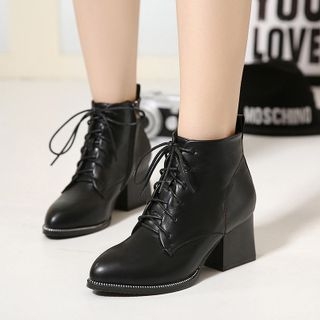 Anran Block Heel Lace Up Ankle Boots