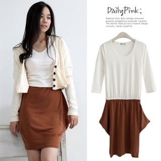 3/4-Sleeve Mock Two-Piece Dress