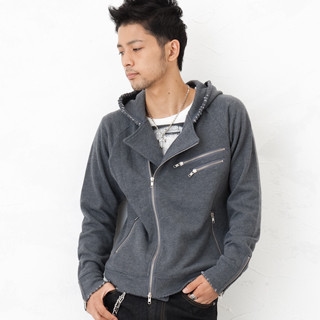 Distressed Side-Zip Hoodie