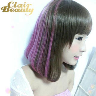 Clair Beauty Short Full Wig - Straight Pink Purple Mix - One Size