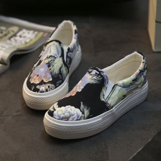 SouthBay Shoes Flower Print Platform Slip-Ons