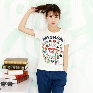 Cute Colors Short-Sleeve Appliqu  T-Shirt