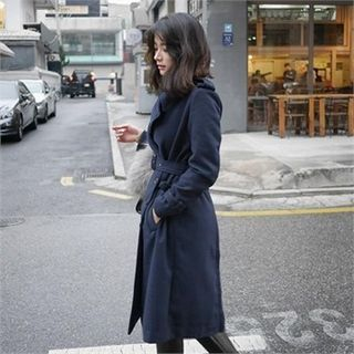 LIPHOP Wool Blend Double-Breasted Trench Coat
