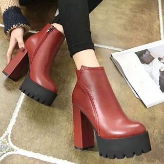 Forkix Boots Chunky Heel Platform Ankle Boots