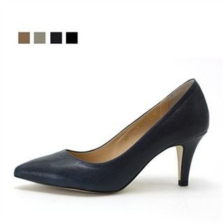 MODELSIS Genuine Leather Pointy-Toe Pumps