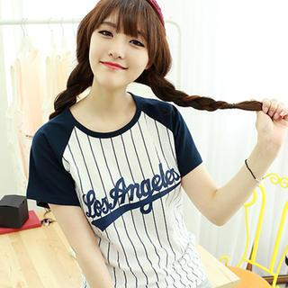 Dodostyle Pinstriped Baseball Short-Sleeve T-Shirt