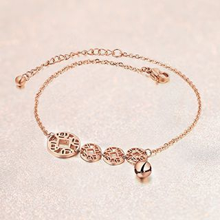 Nanazi Jewelry Fortune Coin Anklet Rose Gold - One Size