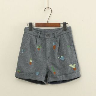 Mushi Cactus Embroidered Shorts