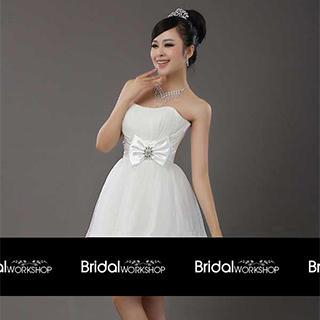 Bridal Workshop Strapless Bow-Accent Mini Prom Dress