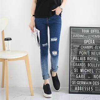 Romantica Washed Distressed Skinny Jeans