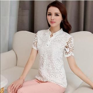 Calana Short-Sleeve Lace Shirt