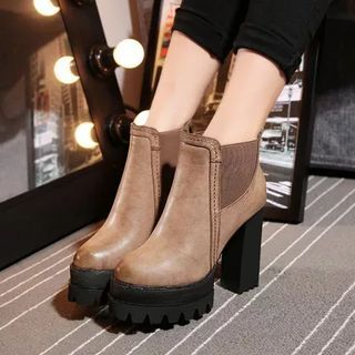 Forkix Boots Chunky Heel Platform Ankle Boots