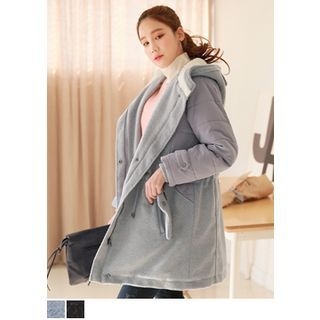 J-ANN Wool Blend Hooded Fleece-Lined Jacket