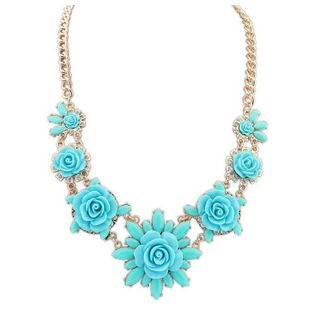 Glamiz Floral Gemstone Segment Necklace