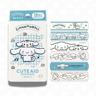 Santan - Sanrio Cinnamoroll CUTE AID Character Adhesive Bandages (18 pcs) Box Size: H63&Atilde;W117&Atilde;D20mm (18pcs, 6 designs&Atilde;3pcs)
