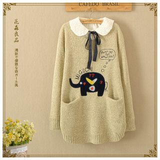 Kirito Embroidered Elephant Knit Top