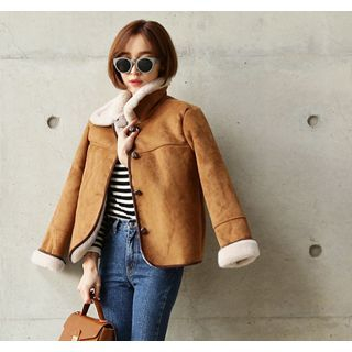 ssongbyssong Boucl -Knit Faux-Shearling Jacket