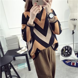 Qimi Long-Sleeve Color Block Sweater