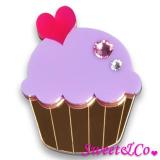 Sweet & Co. Swarovski Crystal Gold Purple Cupcake Pin Gold - One Size
