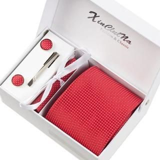 Xin Club Patterned Neck Tie Gift Set Red - One Size