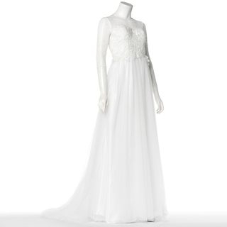 Angel Bridal 3/4-Sleeve Lace A-Line Wedding Dress