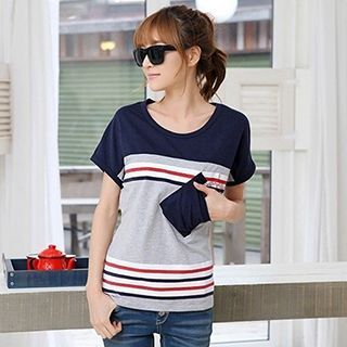 Pomelo Stripe Colour Block Short-Sleeve T-shirt