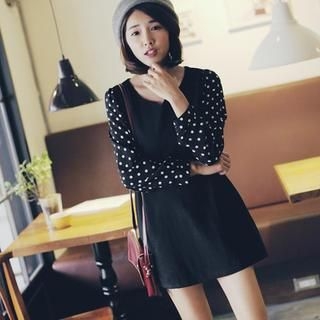 Tokyo Fashion Polka Dot Chiffon-Sleeve Panel Dress