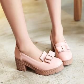 Pastel Pairs Bow Heeled Loafers