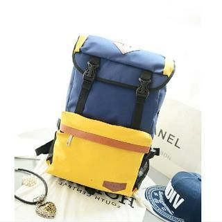 LineShow Color-Block Canvas Backpack