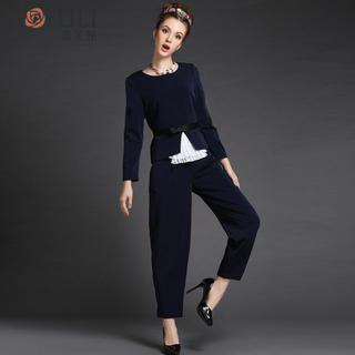 Ovette Set: Long-Sleeve Pleat Top + Tapered Pants