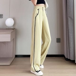 High Waist Two Tone Asymmetrical Loose Fit Dress Pants (Various Designs)