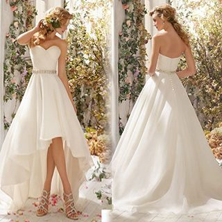Angel Bridal Jeweled Dip-Back Wedding Dress