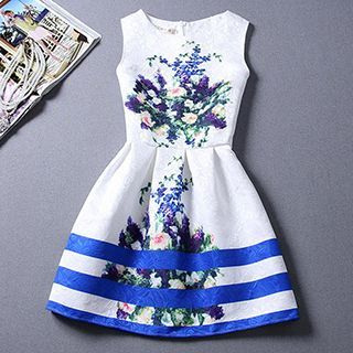 Fashion Street Floral Print Sleeveless Dress