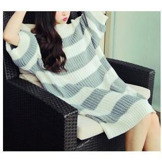 Sienne 3/4-Sleeve Striped Midi Dress