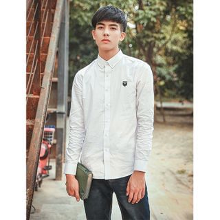 Chuoku Slim-Fit Embroidery Long-Sleeve Shirt