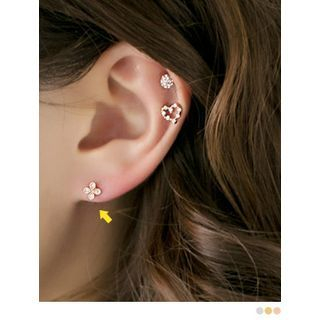 PINKROCKET Rhinestone Clover Earrings