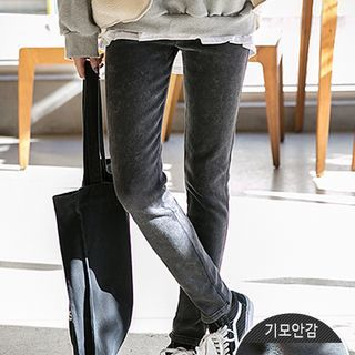 Seoul Fashion Brushed-Fleece M lange Slim-Fit Pants