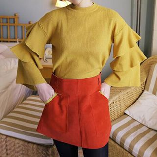 Jolly Club Layered-Sleeve Knit Top
