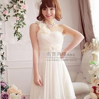 Luxury Style One-Shoulder Rosette A-Line Party Dress